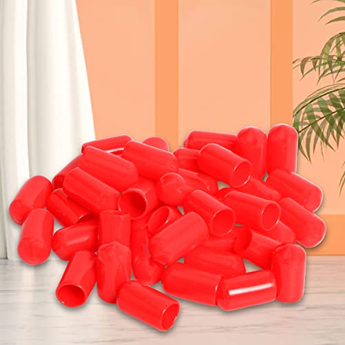 Image of 100PCS ID9.5mm(3 /8 inch) red PVC Rubber end caps, Vinyl Flexible end caps, Round Pipe end caps, Bolt Thread Protector Safety caps