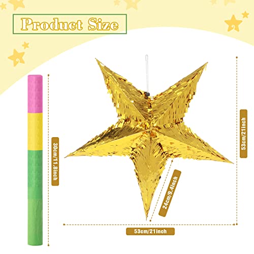 3 Pcs Foil Star Pinata With A Blindfold And Bat Mini Colorful Foldable Pinata Festive Star Pinatas For Toddlers Birthday Girl Kids Boys Adults Anniversary Baby Shower (21 X 21 X 9.4 Inch, Gold) #TOP28