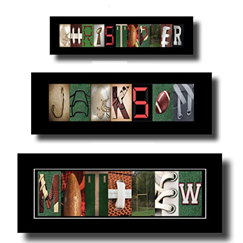 Football Personalized Name Letter Art, Sport Room Decor, Team Gifts,