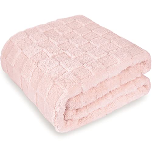 Boprio Throw Blanket Fuzzy Plaid Blanket For Sofa Couch Or Bed, Queen Size 330Gsm Luxury Fleece Soft Warm Blanket For All Seasons, 60 X 90 Inch Pink #TOP3