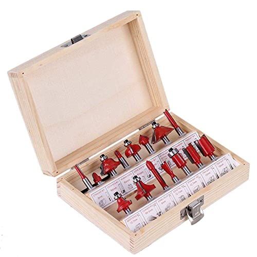 15 Pieces 6.35mm Woodworking Carbide Router Bit sets (1/4 in...