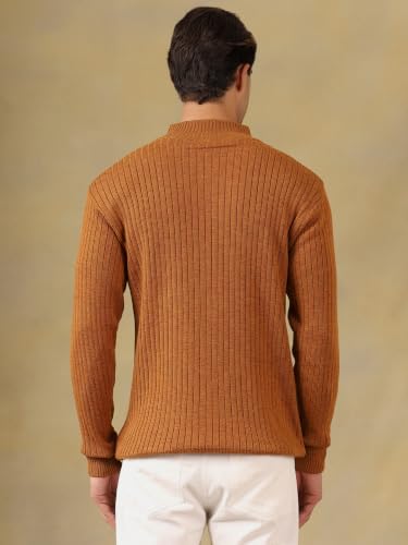 Image of Kvetoo Men High Neck Zipper Full Sleeve Woolen Winter Sweater