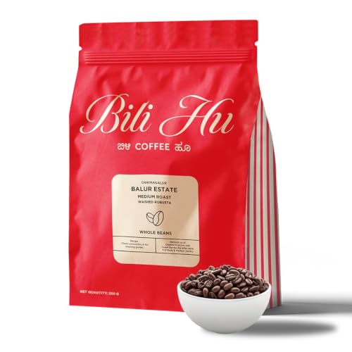 Image of Bili Hu Coffee Beans Balur Robusta, Medium Roast, (Pack of 1, 250 gms)