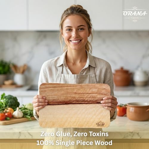 Tabla de Cortar de Madera Orana Grande 45,7 x 27,9 cm – Una Pieza Sólida, Sin Pegamento – Tabla para Charcutería y Servir de Laurel de Alcanfor Australiano, Amigable con Cuchillos, Reversible con Borde Ondulado, Hecha a Mano en Australia miniatura 3
