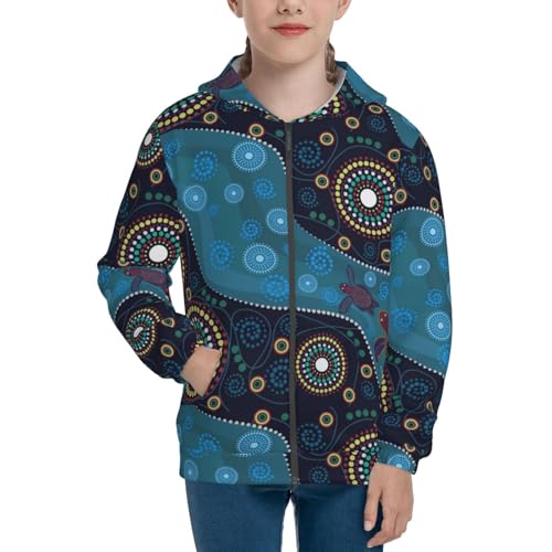Bohemian Turtle Kids Pullover Hoodies Boys Zip Up Sweatshirts Girls Athletic Clothes with Pocket3