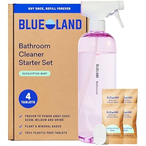 BLUELAND Bathroom Spray Cleaner, Starter Set, Eucalyptus Mint
