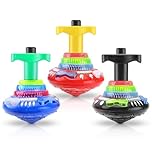Light Up Spinning Top Toys With Music 3 Pack – LED Spinning Toy & Gyroscope Sensory Play Set for Kids | Cause and Effect Autism Toys, Attention Bucket, Light Up Sensory Toy