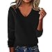 Long Sleeve Shirt Long Sleeve Work Hip Tops Womans Winter Oversize Comfortable Coloured Pullover for Women Black XL