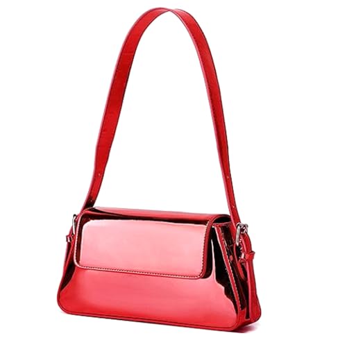 Image of Silver Bag Evening Clutch Bag Sparkly Satchel Patent Leather Y2K Handbag Crossbody Metallic Purses for Party.