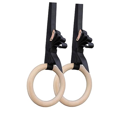 Gogogmee Heavy Duty Wooden Gym Rings Gymnastics Rings for Exercise Equipment Easy Setup