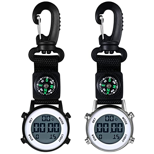 Image of JewelryWe Men Women Digital Clip Watch Mini Microlight Backpack Buckle Belt fob Watches for Rock Climbing Doctors Nurses Chefs for Mother's Day