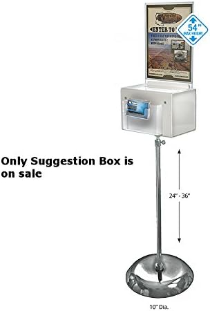 Suggestion Box in White Large 9W x 6.25D x 6.25H Inches with Adjusting Pedestal