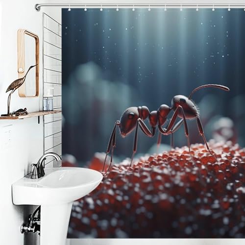 Rideau de douche fourmi animale polyester lavable baignoire 152x183