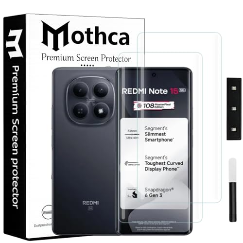 Image of Mothca Curved UV Tempered Glass Screen Protector for Redmi Note 15 5G | Transparent | Pack of 2 | Borderless Full Screen Coverage with UV Installation Kit