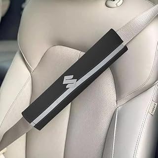 Car Seat Belt Cover Soft Leather Universal Fit for Suzuki 2 Pcs (Black)