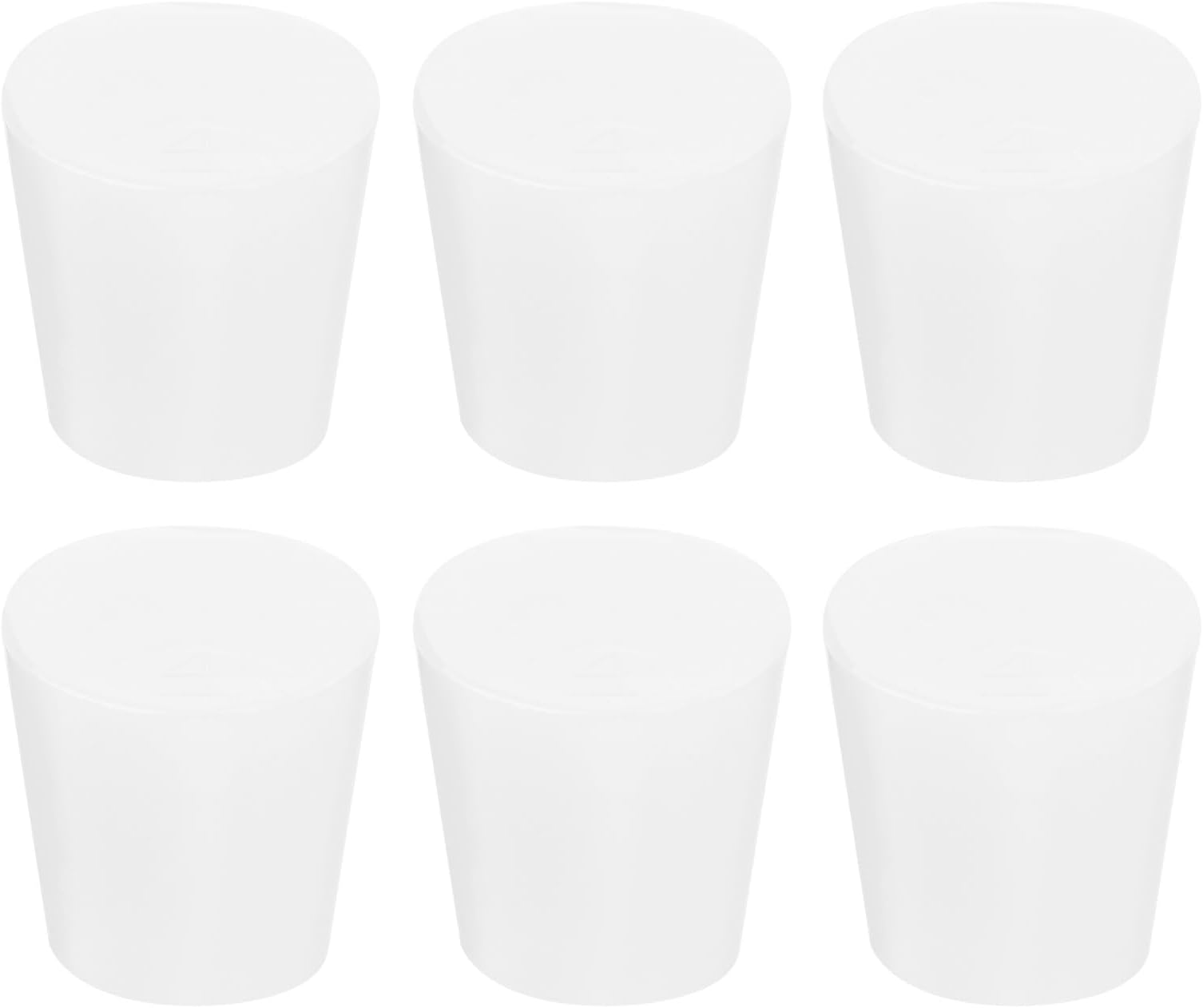 MECCANIXITY Silicone Rubber Tapered Plug 20mm to 25mm Solid Test Tubes Bungs Stopper White Translucent for Lab 6 Pieces