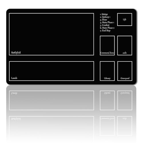 four leaves MTG Spielmatte + Gratis Tasche, Mit Kartenzonen, Sammelkartenspiel, Magische Spielmatte, Tischmatte, Spiele, Mauspad, Größe 60 X 35 cm, Kompatibel Für MTG (Black)