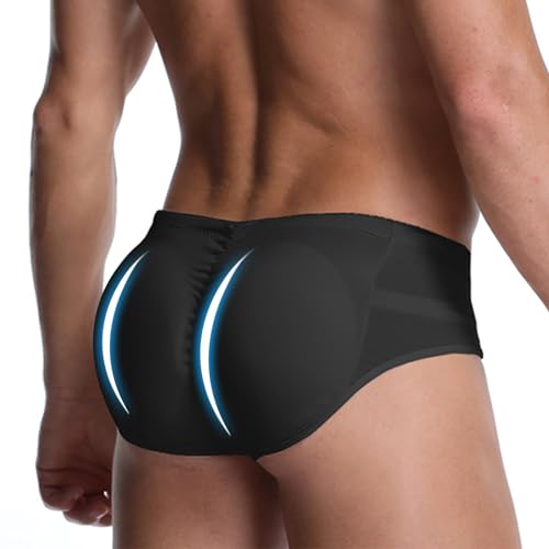 Genemen Mens Padded Underwear Butt Enhancer High Waisted Shapewear Butt Lifter Boxers With Detachable Pads cover