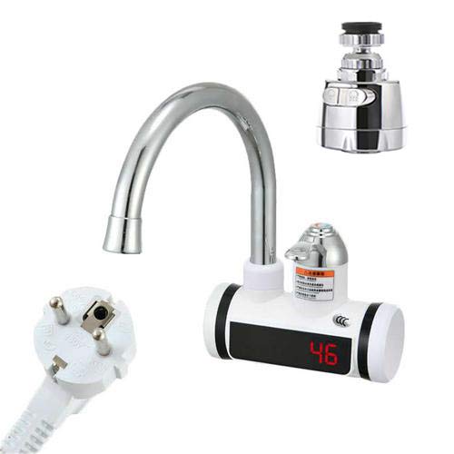 Preisvergleich Produktbild Schnelle Elektrische Warmwasserbereiter(Seitenwasseranschl... LED Temperaturanzeige Elektrische Wasserhahn Durchlauferhitzer Heizung Wasserhahn für Küche Bad(inkl Wasserhahn Luftsprudler)