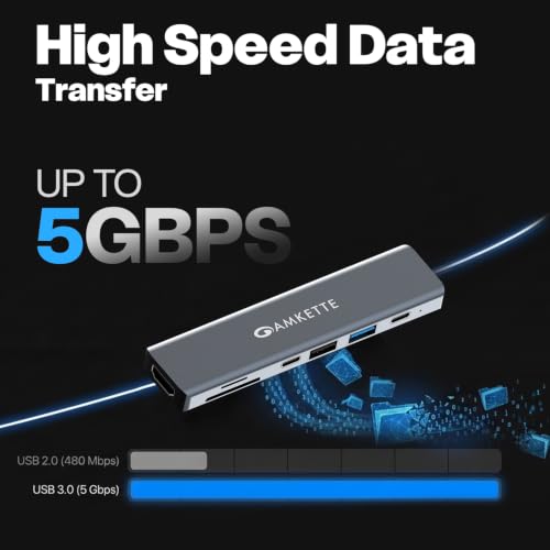 Image of Amkette 7-in-1 Type C Hub /Docking Station for Laptop, USB hub Type c with 100W Power Delivery, 4K HDMI Output, USB 3.0, USB 2.0, SD /TF Card Reader, USB c hub for MacBook, Windows Laptops