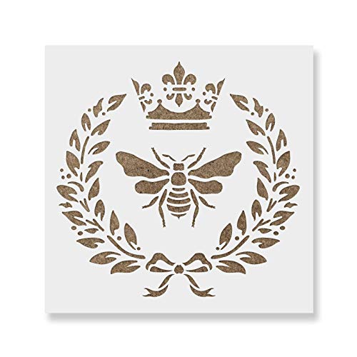 Royal Bee Stencil - Decor Stencil, Queen Bee Stencil, French Bee Stencil, Royal Bee Art, Royal Bee Stencil