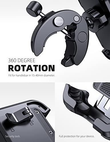 Lamicall Motorcycle Phone Mount, Bike Phone Holder - Upgrade Quick Install Handlebar Clip For Bicycle Scooter, Cell Phone Clamp For Iphone 14 Pro Max / 13/12, Galaxy S10 And More 4.7-6.8" Phone #TOP5