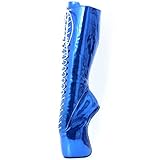 JiaLuoWei Knee High Boots, Women Ballet Boots High Heel Hoof Sexy Fetish Boots 18cm High Heelless (12)