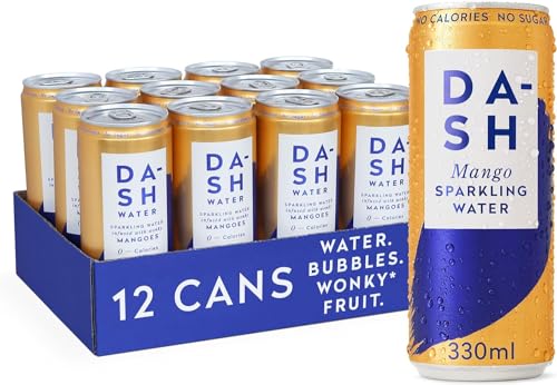 Dash Water Mango - 12 x Mango Flavoured Sparkling Spring Water - NO Sugar, NO Sweetener, NO Calories - Infused with Wonky Fruit (12 x 330ml cans)