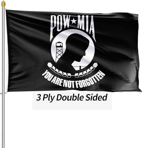 Pow Mia Flag 3x5 Outdoor Double Sided Pow Flag Heavy Duty 3 Ply Polyester You are Not Forgotten War Flags with Brass Grommets for Outdoor Indoor Room Wall