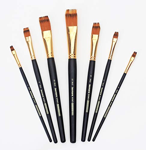 Image of Isomars Flat Rake Paint Brush Set - Set of 7 Artist Brushes for Acrylic, Watercolor, Oil & Texture Effects - Ideal for Grass, Fur, Hair & Special Techniques