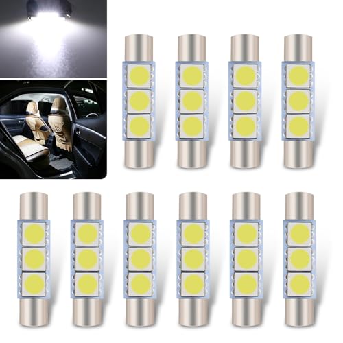Yidcidu 10PCS Car LED Bulbs, 28 mm 3 SMD 5050