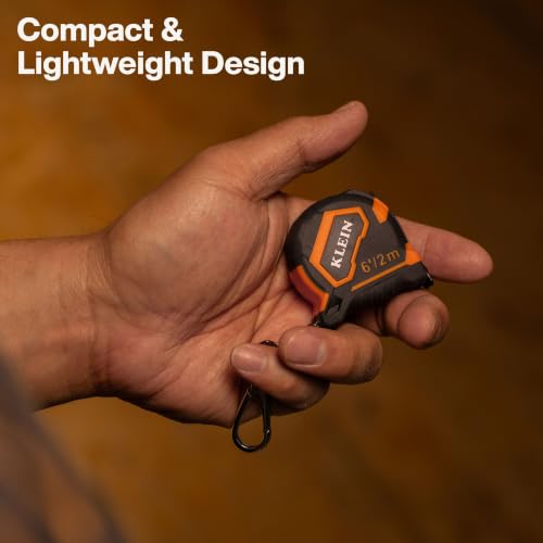 Image of Klein Tools 9362 6-Foot Keychain Tape Measure with Carabiner, SAE and Metric Markings, Small Pocket Tape with Nylon Coated Blade