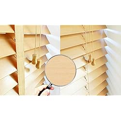 Estores Baratos Persiana Veneciana de Madera Maciza Premium (40cm hasta 240cm de Ancho). Color Haya. Medida 60cm x 200cm para Ventanas y Puertas