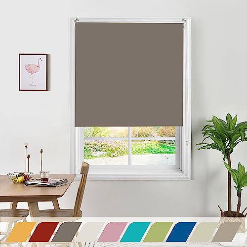 Deco Window Roller Blinds for Windows (130 CM W X 213 CM L, Grey) Corded Semi Blackout Polyester Curtain Shades Light Blocking Sun UV Protection Sunshade for Home & Office Inside Outside Mount