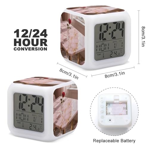 Reloj de moda con pantalla LED y acabado de mármol oro rosa 3