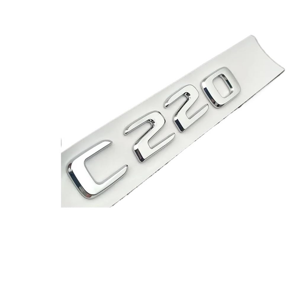 YTQMoreBNZ YYDStes ABS Chrome Black Logo C220 Emblem Letters Car Trunk Badge Compatible With Mercedes-Benz W204 W205 C 220 C220