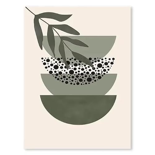 Sage Green Bohemian Wall Art Nordic Abstract Plant Leaves Canvas Prints for Modern Home Decor Wall Art Prints Ideal(30x40cm(12x16in)/No frame)