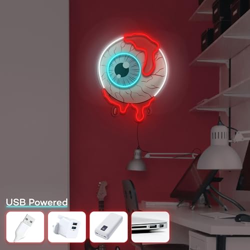 Bloody Eye LED Light – Pop Art, Custom Wall and Desk Decor, Unique Light for Home, Office, Bar, USB Plug