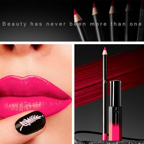 Hot Pink Lipstick Lip Liner Nude Set, Matte Liquid Long-Lasting Waterproof Lipstick, Tinted Lip Balm Non-fading Lipstick & Lip Line Pencil Set For Women & Girls Makeup (PINK) - Image 7