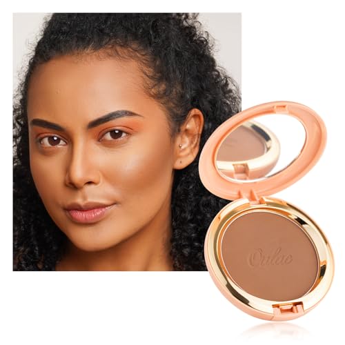 Oulac Satin Matt Bronzer Puder Gesichts Makeup mit Spiegel, Hochpigmentiertes Bronzing Powder Bronzing Blush Dual Purpose, Sonnengeküsster Natürlicher Look, Vegan & Cruelty-Free BS03