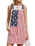 Bindefon Overall Dress for Women Skirt Summer Shorts Romper with Pockets Festival Outfits (American Flag,L)