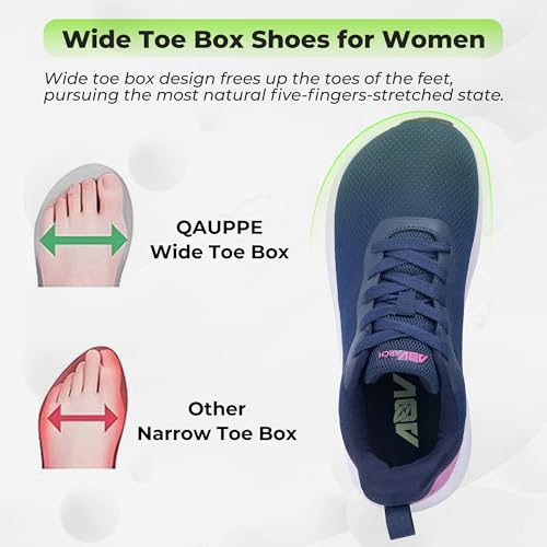 QAUPPE Wide Toe Box Shoes Women Arch Support Walking Sneakers Tennis Sneakers Orthotic Plantar Fasciitis Shoes US 6-113