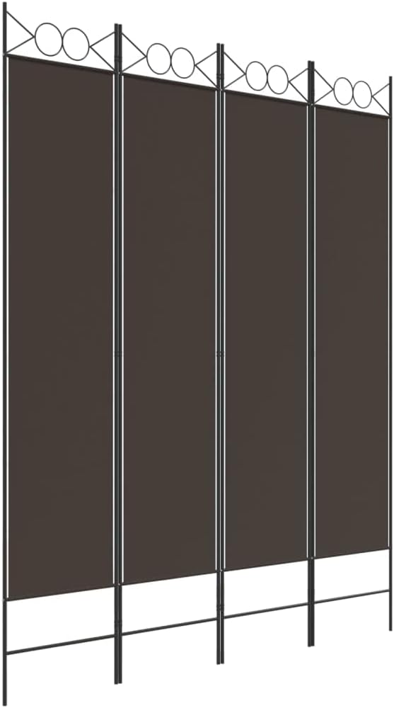 vidaXL 4-Panel Room Divider Folding Privacy Protection Screen Room Separator Paravent Wall Partition Panel Screen Brown 160x200 cm Fabric