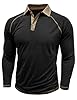 Aro Lora Mens Long Sleeve Polo Shirts Causal Polo T-Shirts Adult Button Down Golf Tops Black XXL #1