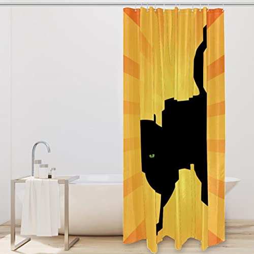 Rideau de douche jaune chat sans odeur pour baignoires et douches - 3