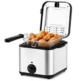 Deep Fryer 2.64 Gallon, 1000W Stainless Steel Electric Deep Fryer with Removable Basket, 110V, Large Capacity Home Frying Machine for Chicken, French Fries, Onion Rings, Easy Clean, Countertop Kitchen