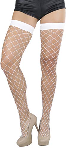 Image of ToBeInStyle Women's Diamond Large and Fine Fence Net Fishnet Nylon Thigh High