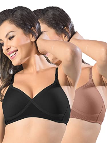 Image of SONARI Violet Womens Non Padded Regular Cotton Bra | Wire-Free, Medium Coverage, Sewn-in Bump for Natural Lift, Polycotton Blend Fabric, Hook & Eye Closure, Adjustable Straps