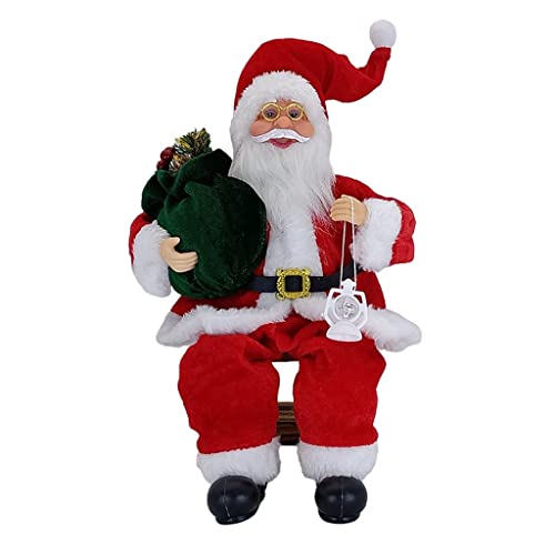 Figuras de Papá Noel sentado de 14 pulgadas, decoración de figura de Navidad para colgar adornos de árbol de Navidad, figuras coleccionables de juguete
