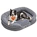 Feandrea Hundebett, Hundekissen, für große Hunde, 91 x 68 x 18 cm, orthopädisch, wasserdichte Innenschicht, erhöhte Ränder, Abnehmbarer, waschbarer Bezug, rutschfest, hellgrau PGW282G01